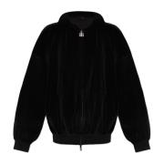Velours hoodie met logo Balenciaga , Black , Dames