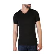 Zwarte Slim Fit V-Hals T-Shirts Bikkembergs , Black , Heren
