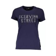 Blauw Glitter Logo T-Shirt Ermanno Scervino , Blue , Dames