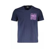 Blauw Katoenen T-Shirt met Korte Mouwen en V-Hals Plein Sport , Blue ,...