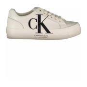 Witte Polyester Sneaker met Contrasterende Details Calvin Klein , Whit...