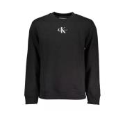 Zwarte Katoenen Trui met Geborduurd Logo Calvin Klein , Black , Heren