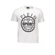 Wit Katoenen T-Shirt met Korte Mouwen en Print Plein Sport , White , H...