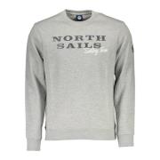 Grijze Katoenen Trui met Logo Print North Sails , Gray , Heren