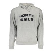 Grijze Katoenen Trui met Capuchon en Print North Sails , Gray , Heren