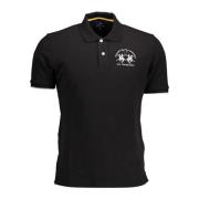 Zwart Katoenen Polo Shirt met Borduursel La Martina , Black , Heren