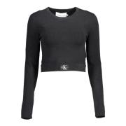 Zwarte elastane trui met logo Calvin Klein , Black , Dames