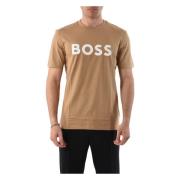 Katoenen Logo T-shirt Regular Fit Hugo Boss , Beige , Heren