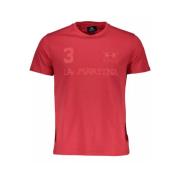 Rode Katoenen T-Shirt, Korte Mouw, Ronde Hals, Print, Logo La Martina ...