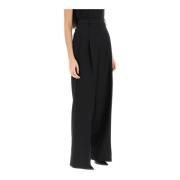 Wide Trousers Burberry , Black , Dames