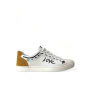 Wit Oranje Leren Sneakers Dolce & Gabbana , White , Heren