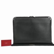 Pre-owned Leather clutches Cartier Vintage , Black , Dames