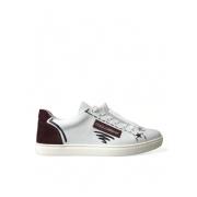 Wit Bordeaux Leren Lage Sneakers Dolce & Gabbana , Multicolor , Heren