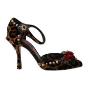 Luipaardprint Bloem Sandalen Dolce & Gabbana , Multicolor , Dames