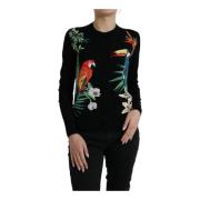 Vogelprint Wol-Zijde Cardigan Sweater Dolce & Gabbana , Multicolor , D...
