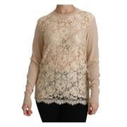 Beige Kant Kasjmier Lange Mouw Blouse Dolce & Gabbana , Beige , Dames