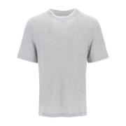 Slim Fit Linnen Katoen T-shirt Brunello Cucinelli , Gray , Heren