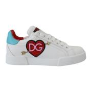 Witte Leren Portofino Sneakers Dolce & Gabbana , White , Dames