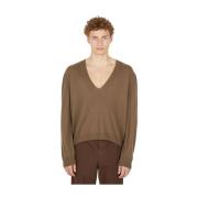 Cashmere Gebreide V-Hals Trui Meta Campania Collective , Brown , Heren