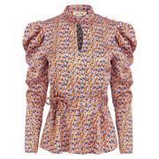 Groovy Coltrui Blouse met Uitsnede in Print Jaaf , Multicolor , Dames