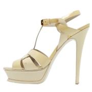 Pre-owned Leather sandals Yves Saint Laurent Vintage , Beige , Dames