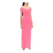 Off-shoulder maxi jurk met achter split Solace London , Pink , Dames