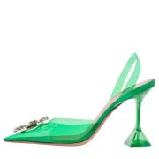 Pre-owned Leather heels Amina Muaddi Pre-owned , Green , Dames