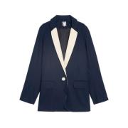 Donkerblauwe Bruna jas Ines De La Fressange Paris , Blue , Dames