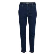 Tijdloze donkere denim jeans met casual pasvorm en enkel lengte Part T...
