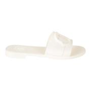 Witte Slide Sandalen Schoenen Moncler , White , Dames