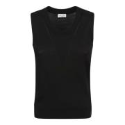 Zwarte Geribbelde Tanktop Saint Laurent , Black , Dames