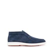 Blauwe Leren Loafers voor Mannen Santoni , Blue , Heren