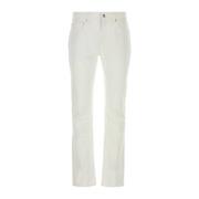Witte Stretch Denim Straight Jeans 7 For All Mankind , White , Heren