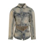 Champagne Stonewashed Cutout Denim Jacket EgonLab , Multicolor , Heren