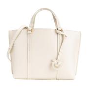 Klassieke leren shopper tas Pinko , White , Dames