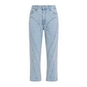 Lichtblauwe Katoenen Jeans Mugler , Blue , Dames