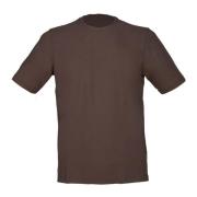 Bruine Katoenen Crepe T-Shirt met Zijopeningen Gran Sasso , Brown , He...