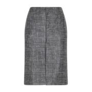 Zwart Wit Bedrukte Leren Rok Bottega Veneta , Gray , Dames