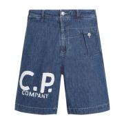 Stone Bleach Utility Shorts C.p. Company , Blue , Heren