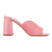 Satin Sandalen in Geranio Kleur Miu Miu , Pink , Dames