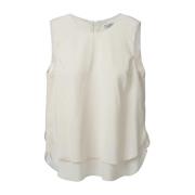 Zijde Mouwloze Top Brunello Cucinelli , White , Dames