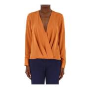 Gekruiste V-hals blouse in effen kleur Kocca , Orange , Dames