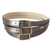 Metallic Bronze Leren Mode Riem Gianfranco Ferré , Gray , Dames