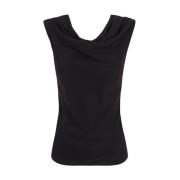 Circe, top in zwart zijde Cortana , Black , Dames