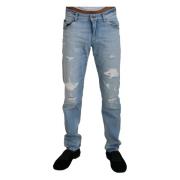 Lichtblauwe Tattered Casual Denim Jeans Dolce & Gabbana , Blue , Heren