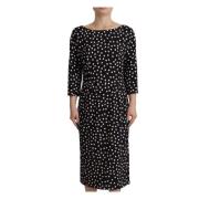 Polka Dot Sheath Midi Jurk Dolce & Gabbana , Multicolor , Dames