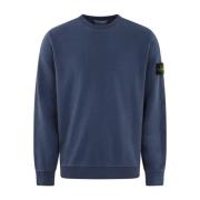 Blauwe Logo-Patch Sweater Stone Island , Blue , Heren