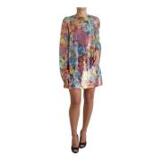 Bloemen Paillet Shift Mini Jurk Dolce & Gabbana , Multicolor , Dames