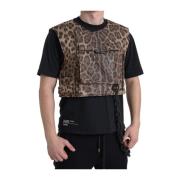 Luipaard Zijden Sportkleding Vest Dolce & Gabbana , Multicolor , Heren