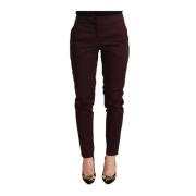 Elegant Maroon Skinny Zipper Broek Just Cavalli , Brown , Dames